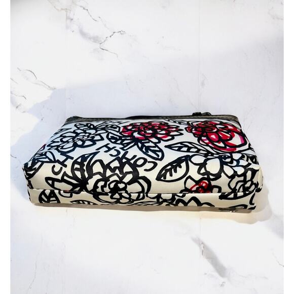 Coach Black and Red Floral Print Wristlet - Picture 3 of 6